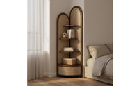 Rattan Corner Cabinet Texture Rattan Corner Shelf Unit Space-Saving Triangular Display Shelf for Bedroom, Living Room, Small Areas