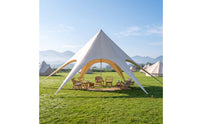 Three-Peak Star Canopy 600D Canopy Tent with Stakes Large Outdoor Tent with Pole Matte for Campers, Event Planners, Glamping, Camping