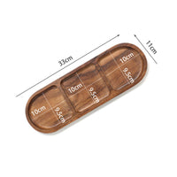 Acacia Wood Serving Tray 3-Compartment Divided Dish Compact for Homeowners