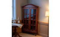 1:12 Scale Miniature Display Cabinet Wooden Dollhouse Cabinet with Glass Doors Vintage Furniture Walnut for Collectors