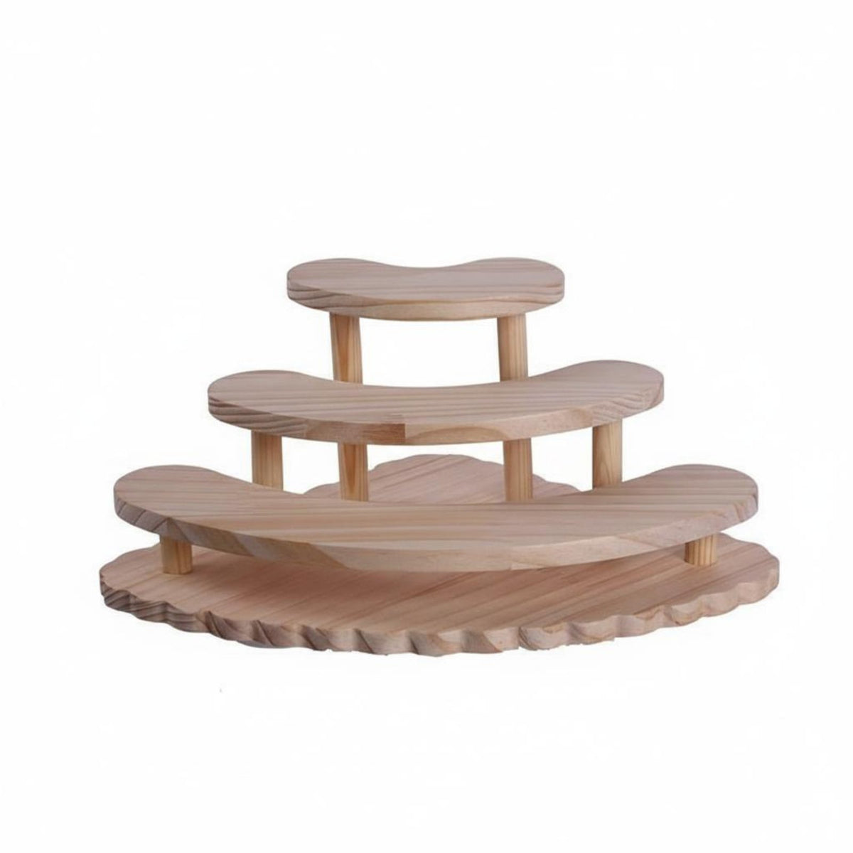 Corner Display Shelf Sturdy Construction 3-Tier Wooden Display Stand Large Capacity Fan-Shaped Organizer Rack for Vanity, Dresser