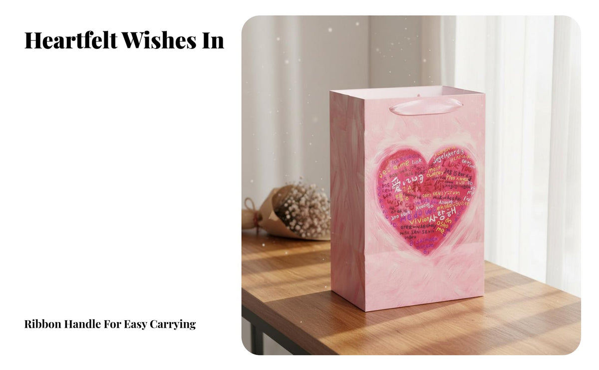 Clear Window Gift Bag Romantic Design Transparent Floral Gift Bag Sturdy Construction for Valentine's Day, Anniversaries, Birthdays
