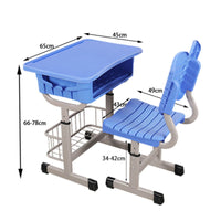 Pen Slot Adjustable Student Desk and Chair Set Ergonomic Design Height Adjustable School Desk Side Hook Children's Study Table and Chair Sturdy & Long-Lasting for Students, Training Center