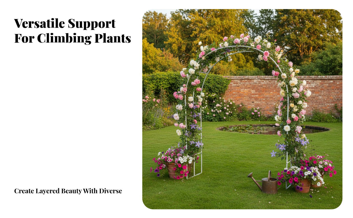 Weather Resistant Garden Arch Weatherproof Climbing Plant Frame Rustproof Climbing Plant Trellis Heavy Duty for Gardeners, Homeowners, DIY Enthusiasts, Patio, Backyard, Entrance, Balcony