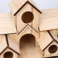 Multi-Level Solid Avian Abode Nesting Station with 5 Holes, Wooden Nest Box, Freestanding Garden Structure for Outdoor Use and Shelter