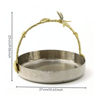 Decorative Tray with Branch Handle Versatile Stainless Steel Tray with Handle Platter Freestanding Sturdy for Hosts