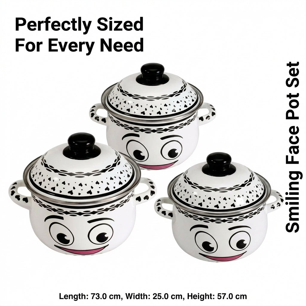 Soup Pot Stew Pot, Enamel Cooking Pot with Lid, Double Ear Handles, Easy Clean, Induction Compatible, 5 Piece Set