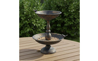 Double Tray Bird Feeder Sturdy Base Antique Gilded Avian Feeder Weatherproof Garden Decor for Yard