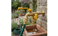 Outdoor Wall-Mounted Faucet with Double Outlet Thickened Metal Double Outlet Faucet Threaded for Balcony