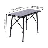 Adjustable Height Table Compact Table with Slatted Tabletop Easy to Set up for Campers, Patio