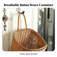 Ventilated Woven Garlic storage Breathable Woven Produce holder Rustic Design on the vertical container Space-Saving for Home Organizers, Decor lovers, Pantry, Entryway, Bathroom