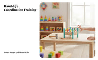 Hand-Eye Coordination Round Pounding Peg Bench Color Recognition Wooden Hammer and Peg Toy Fine Movement Skills Development for Preschoolers