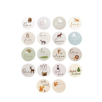 18 Pieces Baby Milestone Cards with Animals Handwritten-Style Milestone Cards with Animals Smooth-Edge Round for Parents