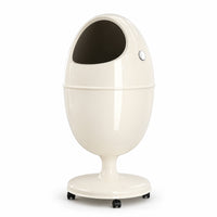 Open Top Capsule Trash Bin Compact Trash Bin with Dual Compartments Space-Saving Wastebasket Glossy for Office, Bedroom