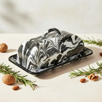 Enamel Butter Dish Gift Idea Cheese Keeper Dish for Tea Time