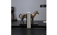 Horse Bookends Carved Resin Bookends with L-Shaped Bases Vintage Book Holders for Readers, Bookshelf