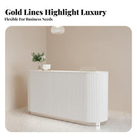 Light Luxury Design Cream Design Cashier Desk Long-Lasting Construction Modern Reception Desk Enamel Finish Commercial Checkout Counter Shipped Fully Assembled for Salon Owners, Receptionists, Clothing Boutique, Spa, Lobby