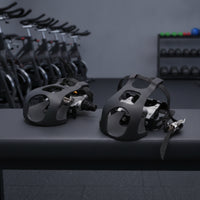 Nylon Straps Exercise Bike Pedals Textured Grip Surface Toe Strap Pedals Metal Body Toe Clip Pedal Curved Guard