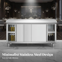 Easy to Clean Stainless Steel Work Table with Cabinet Rust Resistant Kitchen Work Table with Storage Spacious Worktop Commercial Kitchen Workbench Seamless Joining for Restaurant Owners, Homeowners, Workshop Employees, Hotel, Dining Hall, Warehouse