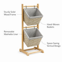 Baskets with Wooden, Storage Organiser for Home Decluttering, Tiered Storage Shelf for Apartment, Entryway Storage Shelf with Baskets
