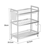 Dish Drainage Rack with Drain Board Rectangular Frame Stainless Steel Dish Drainage Rack Large Capacity Kitchen Organizer