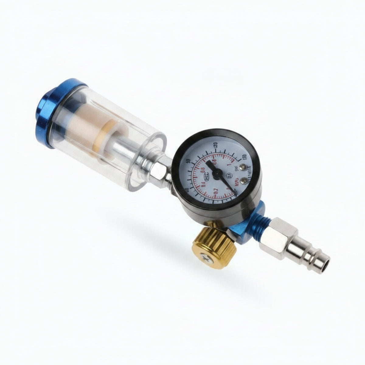 Inline Spray Regulator with Gauge Analog Air Regulator with Gauge Compact Knurled for Painters, Workshops