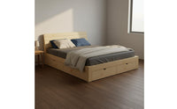 Fir Wood Bed Base Easy Assembly Solid Wood Bed Frame Reinforced Support Bedroom Furniture for Rental Apartment, Dorm Room