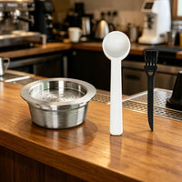 Reusable Coffee Capsule Kit with coffee pod  Round Reusable Spoon Cleaning Brush for Home