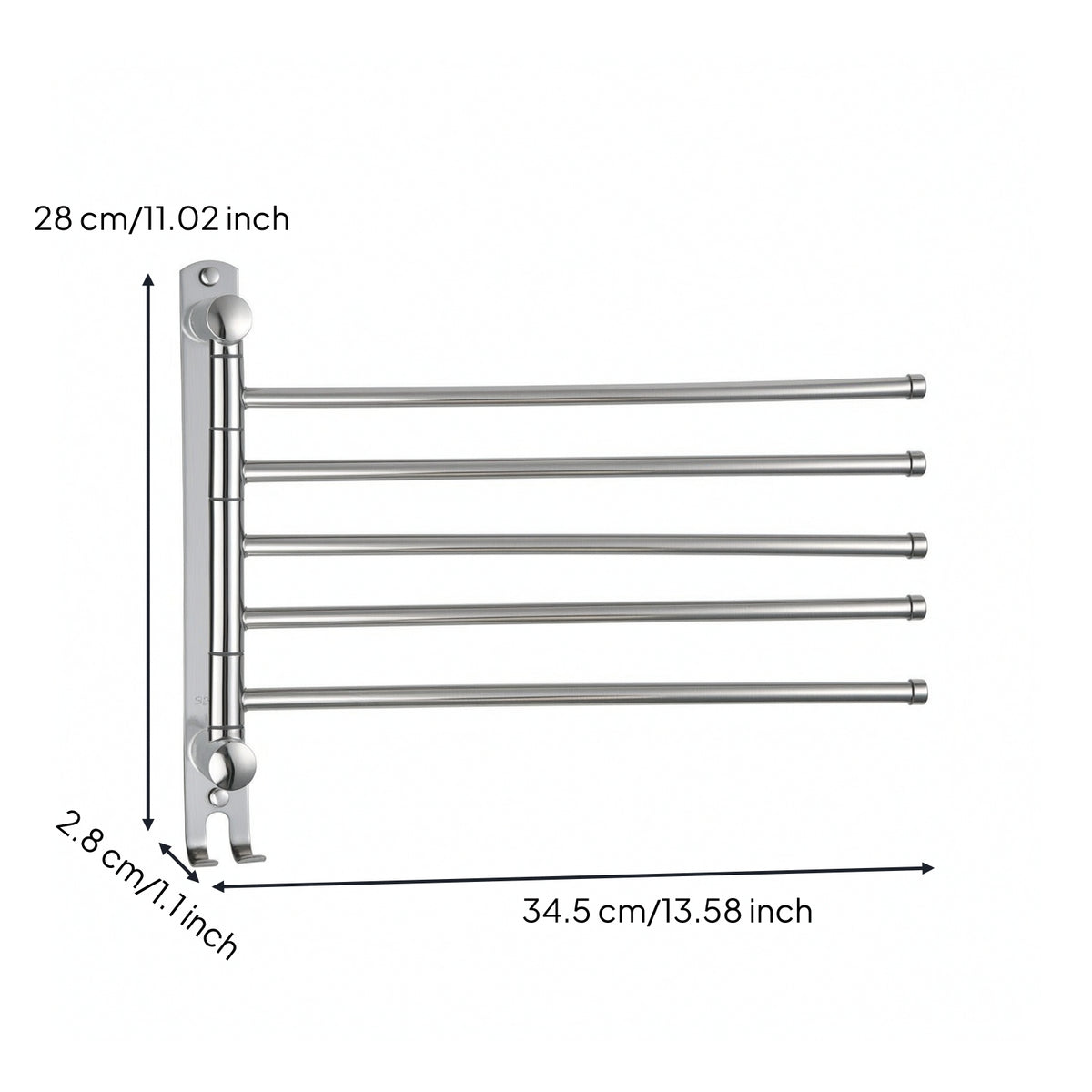 Stainless Steel Swivel Towel Rack Foldable Swing Arm Towel Rack Heavy Duty Easy to Install for Renters, Rv