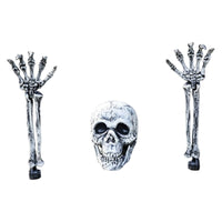 3 Pieces Outdoor Skeleton Arm Bones with Skull Graveyard-Style Skeleton Arms with Skull Spooky Weathered