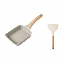 Non-Stick Tamagoyaki Pan Wood Grain Handle Japanese Omelette Pan Easy to Clean Cookware All Stovetops Compatible for Breakfast