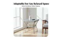 Minimalist Design Square Woven End Table with Glass Top Space-Saving Wicker Stand with Glass Top Weather-Resistant exteriordoor Furniture Easy to Clean for Apartment Dwellers, Homeowners, Adults, Balcony, Patio, Garden, Teahouse