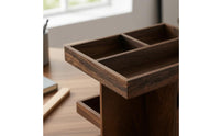 Multi Compartment Storage Rack Space Saving Rotating Storage Rack Scratch Resistant Wood Desk Organizer