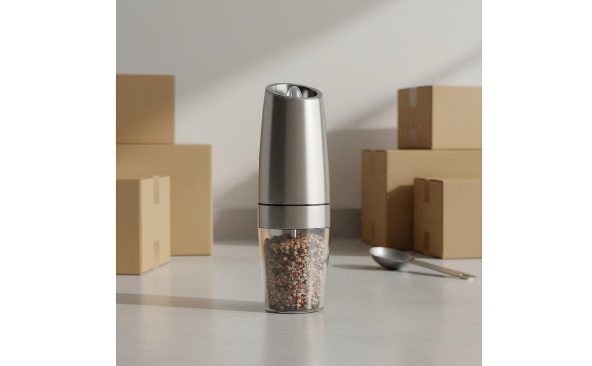 Single-Hand Hand Operation Gravity Pepper Grinder Ceramic Grinding Grinding Mechanism Gravity Seasoning Grinder Adjustable Coarseness Automatic Seasoning Mill Transparent Design for Dining Table