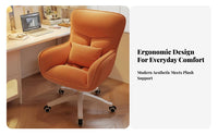 Height Adjustable Upholstered Rolling Chair High Back Support Upholstered Rolling Armchair Ergonomic Design Office Furniture Easy Assembly for Students, Gamers, Adults, Dormitory, Study Room, Bedroom, Makeup Vanity
