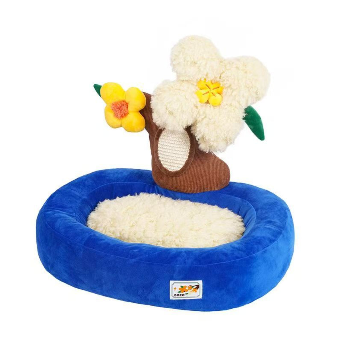Potted Tree Cat Bed Woven Cat Furniture with Bed Decorative Flowers Animal Furniture