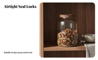 3 Pieces Clear Borosilicate Glass Jar Large Capacity Glass Storage Jar Wood Lid Wooden Top Pantry Canister Versatile