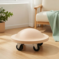 Exercise Wheel with Caster Wheels Smooth-Rolling Wooden Exercise Wheel Compact for Athletes, Indoor Floors, Home Gym