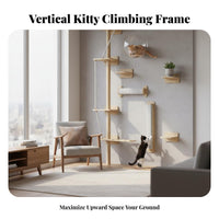 DIY Customizable Wall-Mounted Feline Climber Space-Saving Modular Feline Walkway Set Multi-Functional Pet Furniture Sturdy Long-Lasting for Apartment Dwellers, Homeowners, Small Apartments, Indoors, Living Room, Bedroom