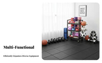 Home Gym Storage Rack With Wheels Home Gym Storage Organizer Space-Saving Rolling Workout Equipment Organizer for Families, Garage, Basement