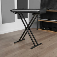 Detachable Double Tube Keyboard Stand Portable Double X Keyboard Stand Adjustable Height Instrument Support Non-Slip Rubber Caps for Studio, Stage