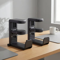 2 Pieces Clamp-on Headphone Stand Rotating Headset Stand Adjustable Headphone Holder for Gaming Hobbyists, Gaming Setups