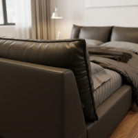 Italian Minimalist Bed Frame Light Luxury Modern Leather Foundation Bed for Newlyweds