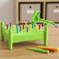 Hand-Eye Coordination Kids Hammering Nail Game Parent-Child Interactive Toddler Pounding Peg Toy Educational Hammer and Peg Toy Set Color Recognition for Desktop
