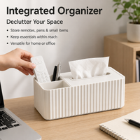 Ivory Tissue Box Organizer, Pull-Type Tissue Box with Spring, Modern Minimalist Kitchen Tissue Holder, 24x12x9cm PET