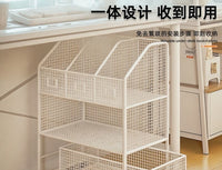 桌下置物架落地书桌旁小书架可移动学生教室书本收纳办公桌边工位 黑色三层(加粗金属框架)