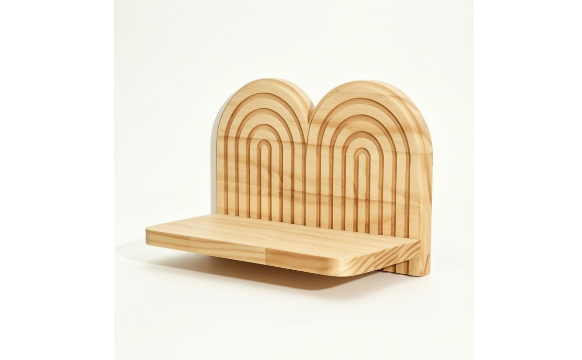 Wooden Shelf with Rainbow Arch Decorative Arch Wall Shelf Bohemian Furniture for Bedroom, Living Room, Entryway