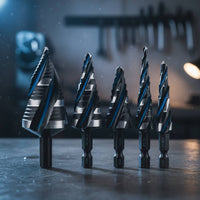 High Speed Steel Step Drill Bit Set 4-Flute Design Pagoda Drill Bit Set Storage Case Included Power Tool Accessory for Metalworkers