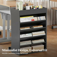 360° Rotating Wheels Movable Book Rack Versatile Use Multi-Tier Wheeled Bookshelf Easy to Reach Rolling Organizer Slim Profile for Students, Teachers, Office Workers, Classroom, Dorm Room, Home, Nursery