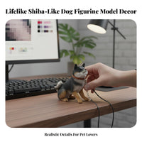 Japanese Dog Figurine Cute Pose Japanese Dog Statue Thoughtful Gift Realistic Model with Leash for Bookshelf Display